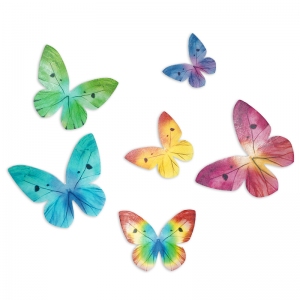 Motylki waflowe - Kolorowe Tęczowe - Zestaw 12szt