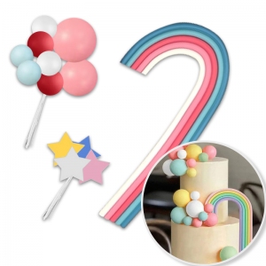 Niebieski zestaw ozdób dekoracyjnych - Tęcza + Kule + Gwiazdki