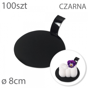 Okrągła podkładka pod monoporcje 8cm CZARNA 100szt - z uchwytem