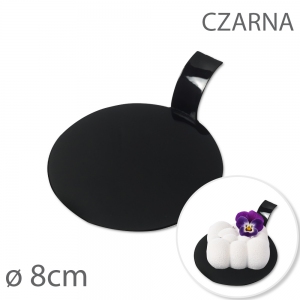 Okrągła podkładka pod monoporcje 8cm CZARNA - z uchwytem