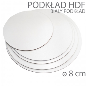 Okrągły podkład hdf biały - wys. 3mm - 08cm