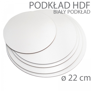 Okrągły podkład hdf biały - wys. 3mm - 22cm