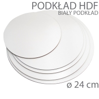 Okrągły podkład hdf biały - wys. 3mm - 24cm