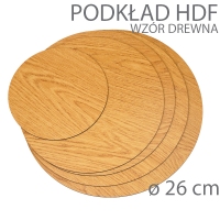 Okrągły podkład hdf Wzór Drewna - wys. 3mm - 26cm