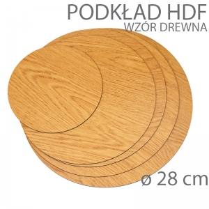 Okrągły podkład hdf Wzór Drewna - wys. 3mm - 28cm