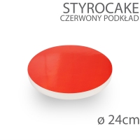 Okrągły podkład pod tort STYROCAKE - wys. 22mm - 24cm - CZERWONY