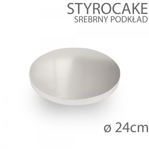 Okrągły podkład pod tort STYROCAKE - wys. 22mm - 24cm - SREBRNY