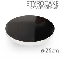 Okrągły podkład pod tort STYROCAKE - wys. 22mm - 26cm - CZARNY