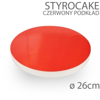 Okrągły podkład pod tort STYROCAKE - wys. 22mm - 26cm - CZERWONY