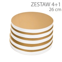 Okrągły podkład pod tort STYROCAKE - wys. 22mm - 26cm - ZESTAW 4+1gratis - ZŁOTY