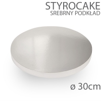 Okrągły podkład pod tort STYROCAKE - wys. 22mm - 30cm - SREBRNY