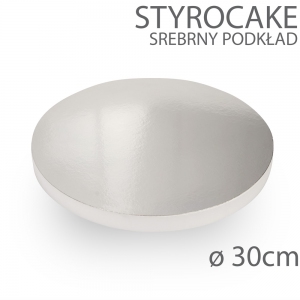 Okrągły podkład pod tort STYROCAKE - wys. 22mm - 30cm - SREBRNY
