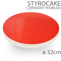 Okrągły podkład pod tort STYROCAKE - wys. 22mm - 32cm - CZERWONY