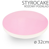 Okrągły podkład pod tort STYROCAKE - wys. 22mm - 32cm - RÓŻOWY