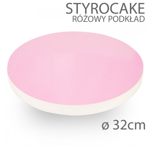 Okrągły podkład pod tort STYROCAKE - wys. 22mm - 32cm - RÓŻOWY