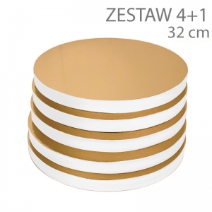 Okrągły podkład pod tort STYROCAKE - wys. 22mm - 32cm - ZESTAW 4+1gratis - ZŁOTY