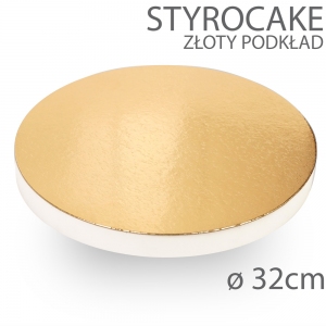 Okrągły podkład pod tort STYROCAKE - wys. 22mm - 32cm - ZŁOTY