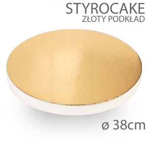Okrągły podkład pod tort STYROCAKE - wys. 22mm - 38cm - ZŁOTY