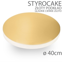 Okrągły podkład pod tort STYROCAKE - wys. 22mm - 40cm - ZŁOTY - gładkie złoto