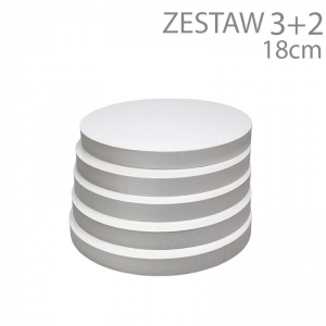 Okrągły podkład pod tort STYRODUR - wys. 22mm - 18cm - ZESTAW 3+2gratis - BIAŁY