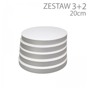 Okrągły podkład pod tort STYRODUR - wys. 22mm - 20cm - ZESTAW 3+2gratis - BIAŁY