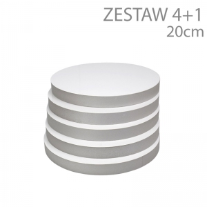 Okrągły podkład pod tort STYRODUR - wys. 22mm - 20cm - ZESTAW 4+1gratis - BIAŁY