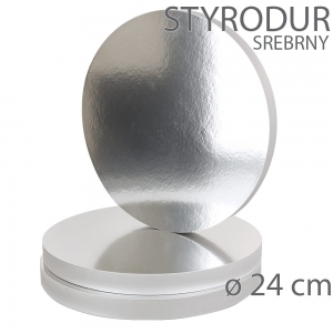 Okrągły styrodur podkład - wys. 22mm - 24cm - SREBRNY