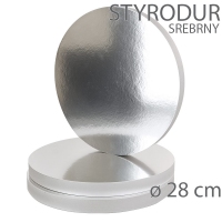 Okrągły styrodur podkład - wys. 22mm - 28cm - SREBRNY