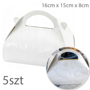 Opakowanie komunijne na ciasto - perłowe gałązki 16cm x 15cm x 8cm - 5szt