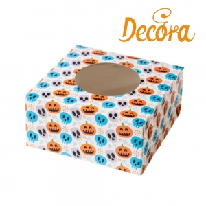 Opakowanie na babeczki 17,5x17,5x8,5cm - Czaszki i dynie
