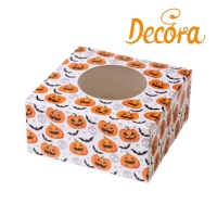 Opakowanie na babeczki 17,5x17,5x8,5cm - Dynie i nietoperze