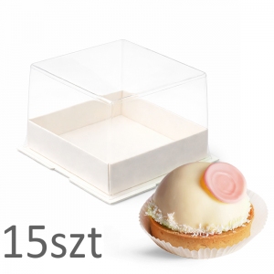 Opakowanie na jedną monoporcję - białe z pokrywką -  zestaw 15szt