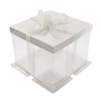 Opakowanie na tort - ekspozytor prezentowy - 30x30x25 - białe perłowe
