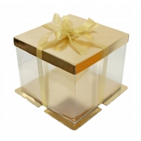 Opakowanie na tort - ekspozytor prezentowy - 30x30x25 - złote