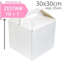 Opakowanie na tort - wysokie - 30x30x25 - ZESTAW 10+1 gratis