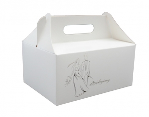 Opakowanie weselne na podziękowanie - koszyczek z PARĄ MŁODĄ 19cm x 14cm x 9cm Złoty Napis