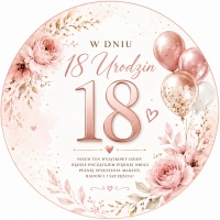 Opłatek na tort  "18tka - różowa" - 21 cm (5053610)