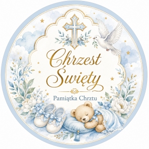 Opłatek na tort  "Chrzest Św - Chłopiec" - 21 cm (5053605)