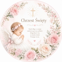 Opłatek na tort  "Chrzest Św - Dziewczynka" - 21 cm (5053606)