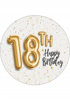Opłatek na tort - happy birthday "18" złota 5038103 - 21 cm