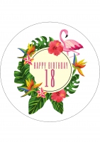 Opłatek na tort - happy birthday z flamingiem 5038105 - 21 cm