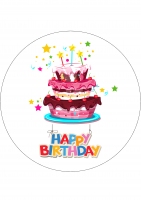 Opłatek na tort - happy birthday z tortem 5038108 - 21 cm
