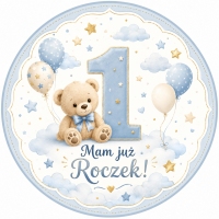 Opłatek na tort  "Mam już roczek - Niebieski" - 21 cm (5053607)