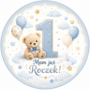 Opłatek na tort  "Mam już roczek - Niebieski" - 21 cm (5053607)