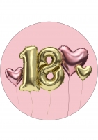 Opłatek na tort - osiemnastka z balonami 5038101 - 21 cm