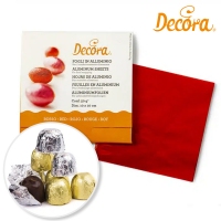 Papierki foliowe/aluminiowe do cukierków i pralin - 150szt - czerwone