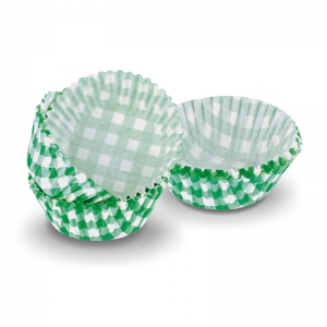 Papilotki do muffinek - biało zielona kratka - 60szt