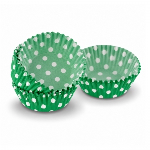 Papilotki do muffinek - zielone w białe kropki 5cm x 6,5cm x 3cm - 60szt