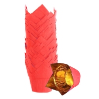 Papilotki tulipan czerwono złote 50szt