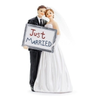 Para młoda z tabliczką "Just Married" 14,5cm